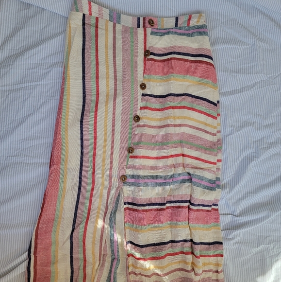 Keep In Touch Unique Striped Asymmetrical Skirt with Button Detail📌 FINAL PRICE - Picture 1 of 4